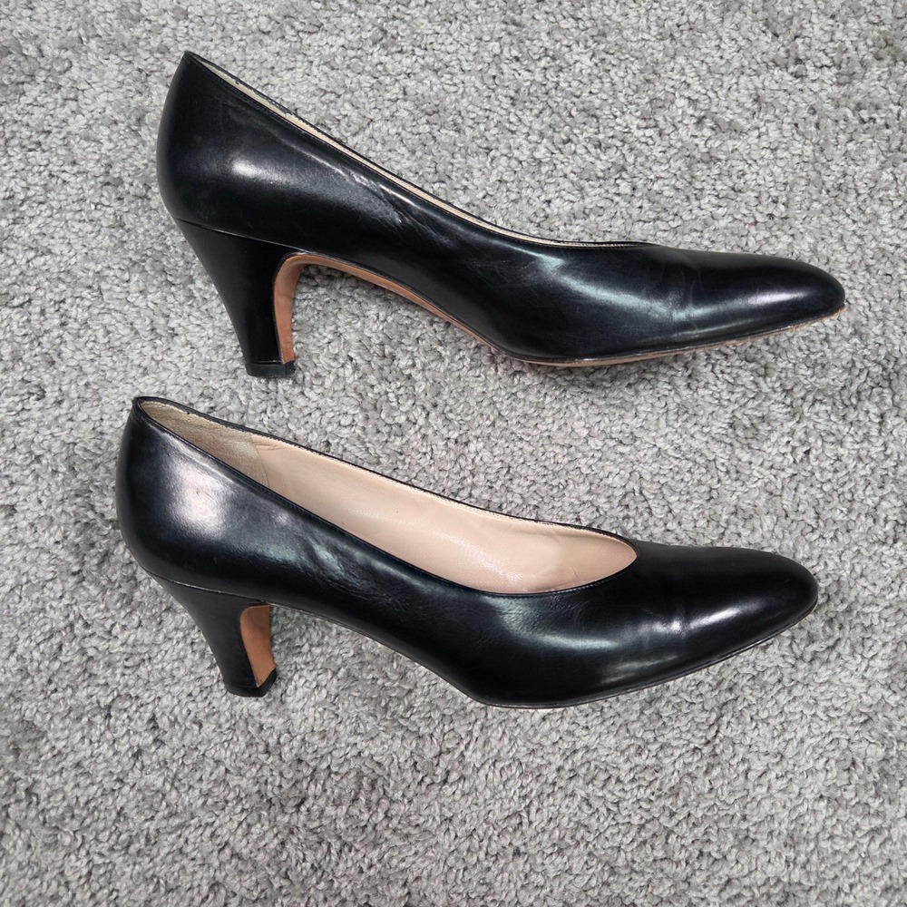 Salvatore Ferragamo Black Leather Pumps Womens 6.5 AA Vintage Heels Italy Siren - Picture 3 of 11